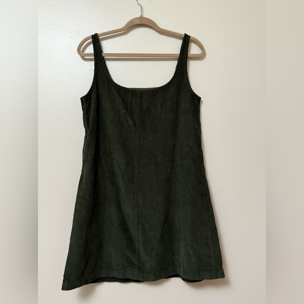 ASOS forest green a-line  corduroy pinafore mini dress with pockets - Picture 2 of 13